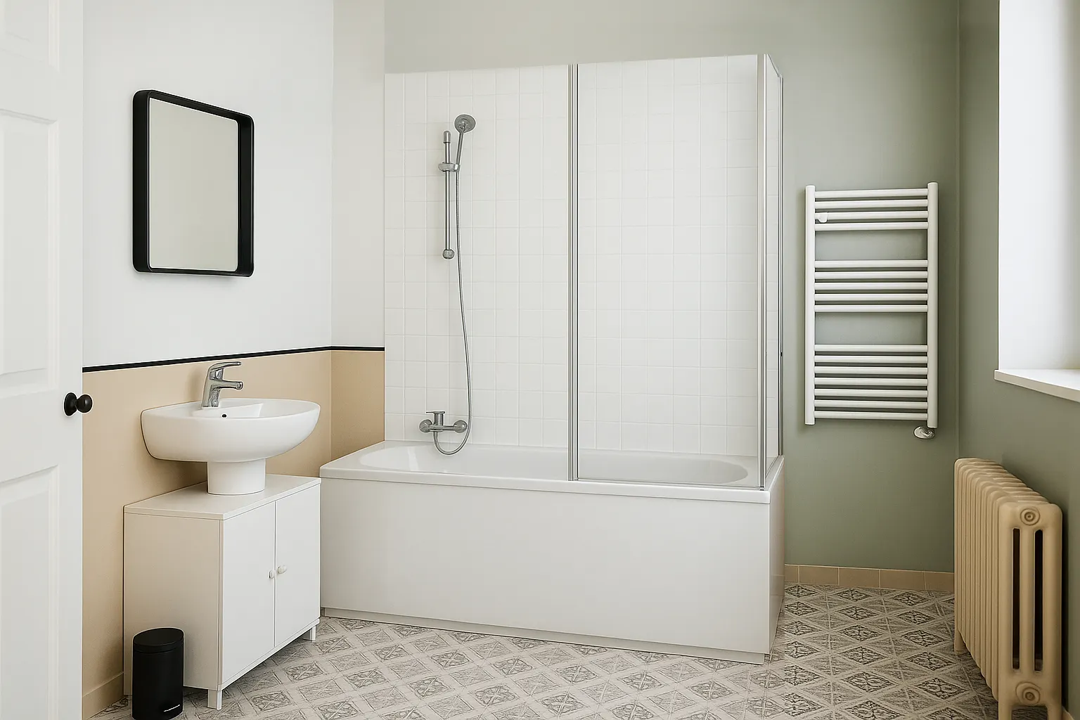 salle de bain avec baignoire
