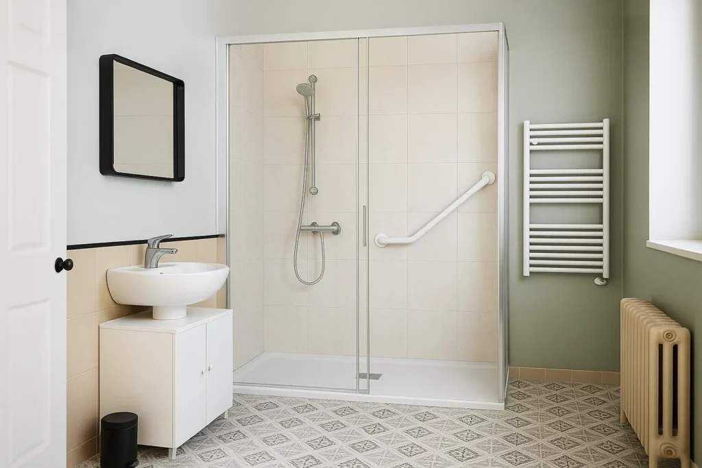salle de bain avec douche