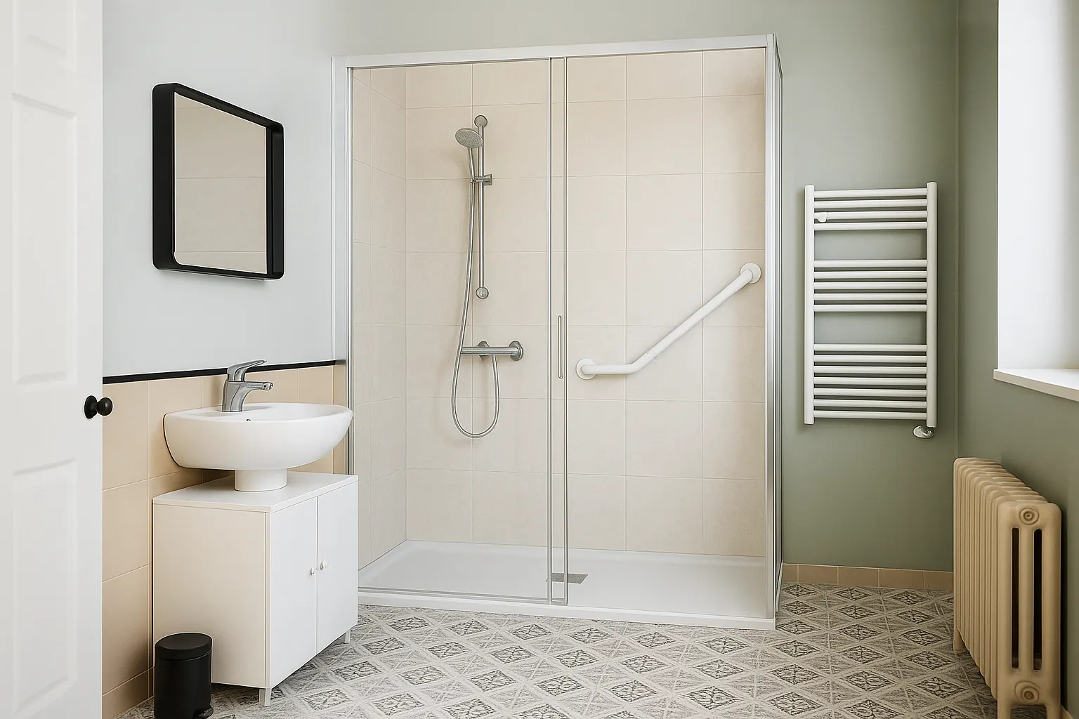 salle de bain avec douche