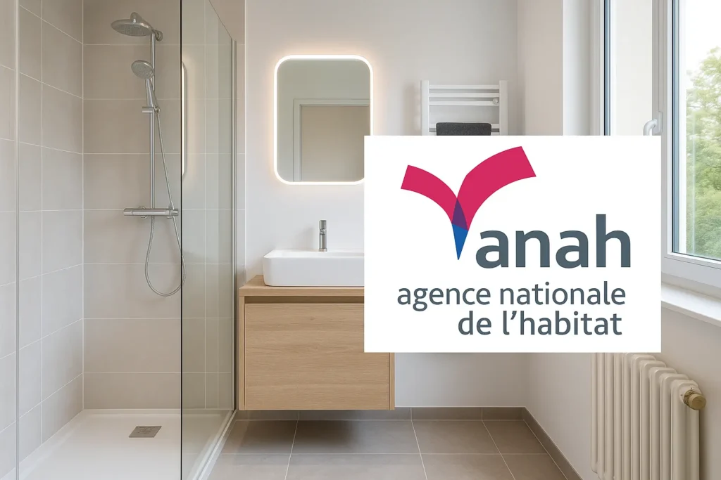 salle de bain avec le logo ANAH