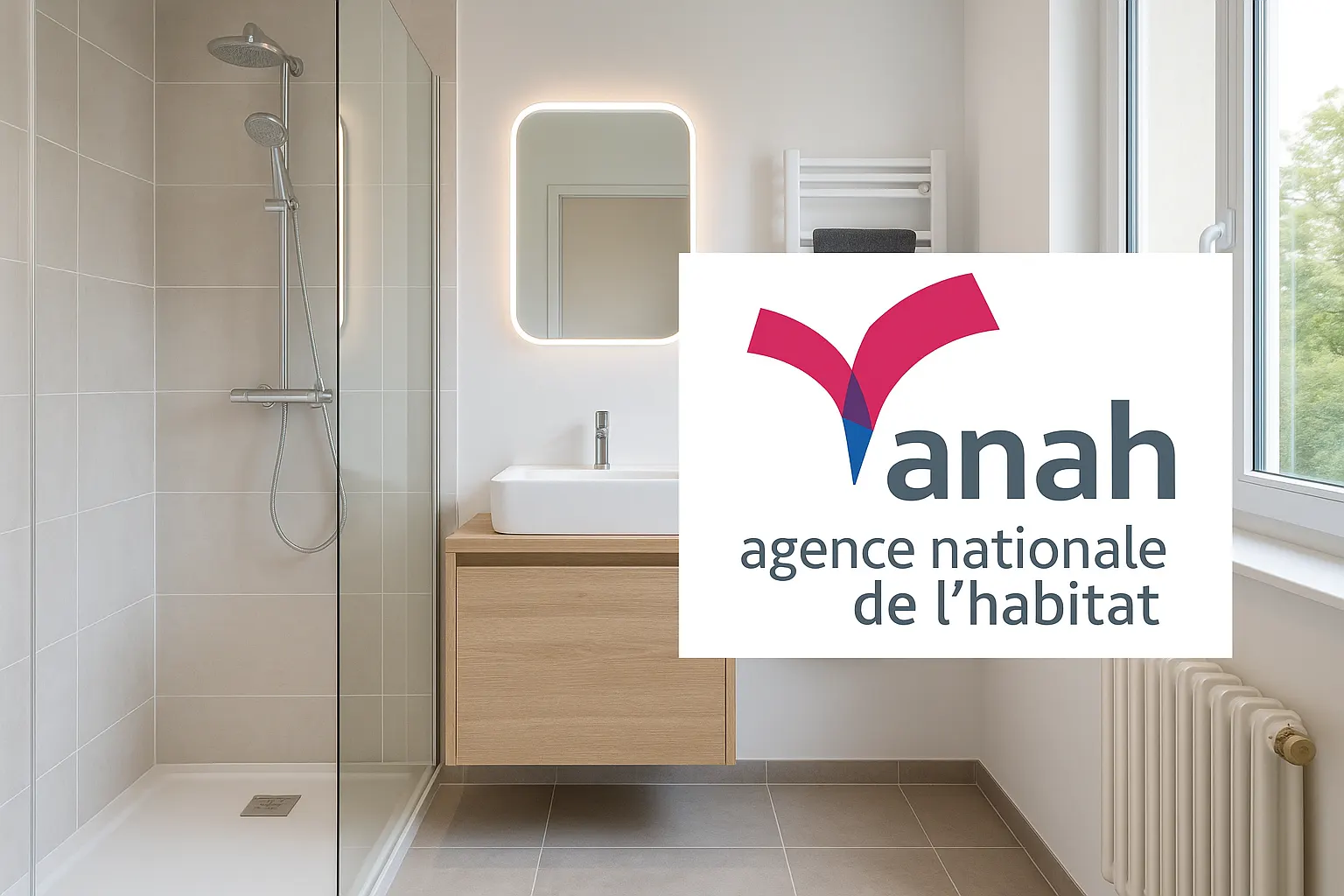 salle de bain avec le logo ANAH